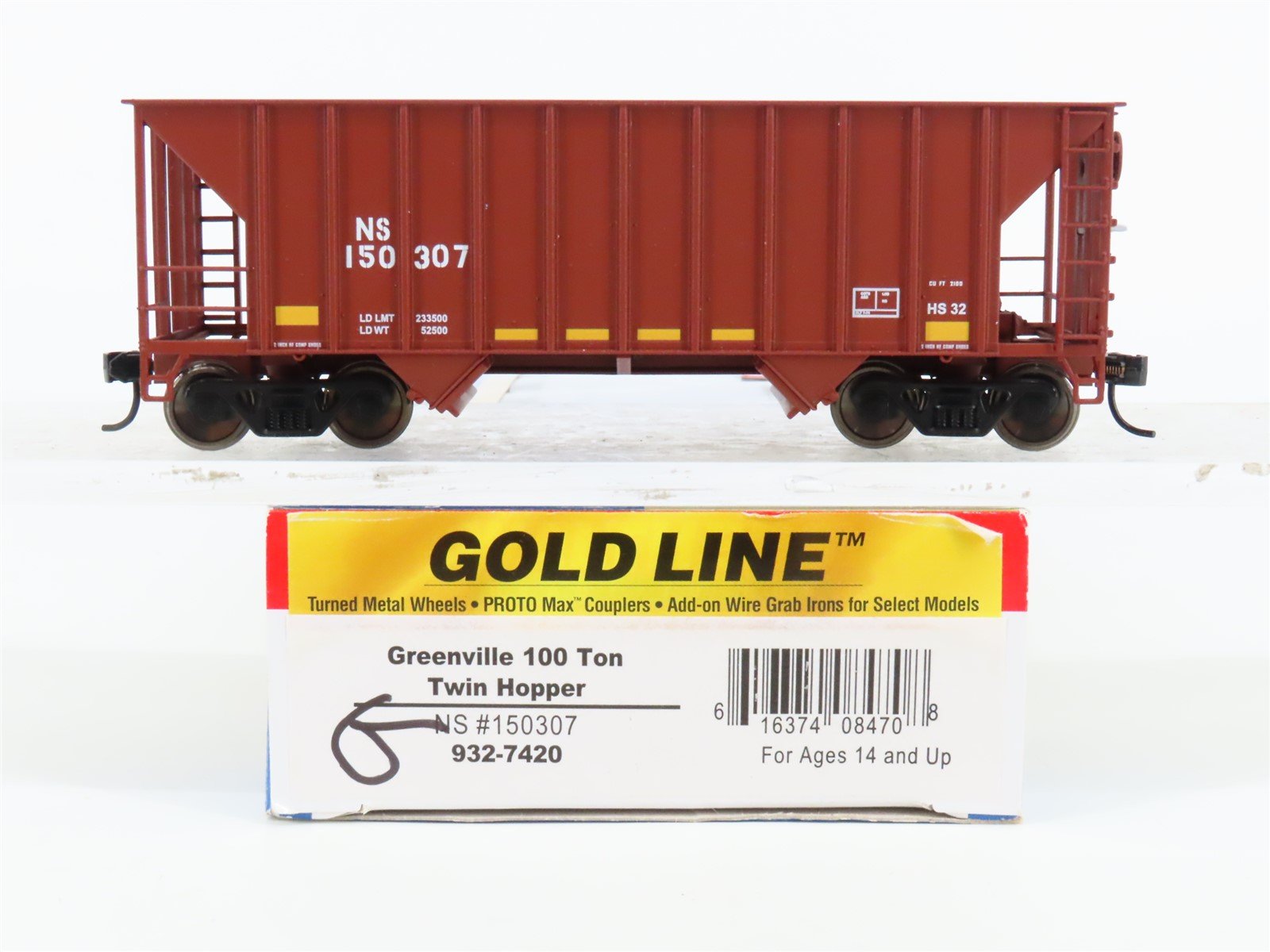 HO Walthers Gold Line 932-7420 NS Norfolk Southern 2-Bay Open Hopper #150307