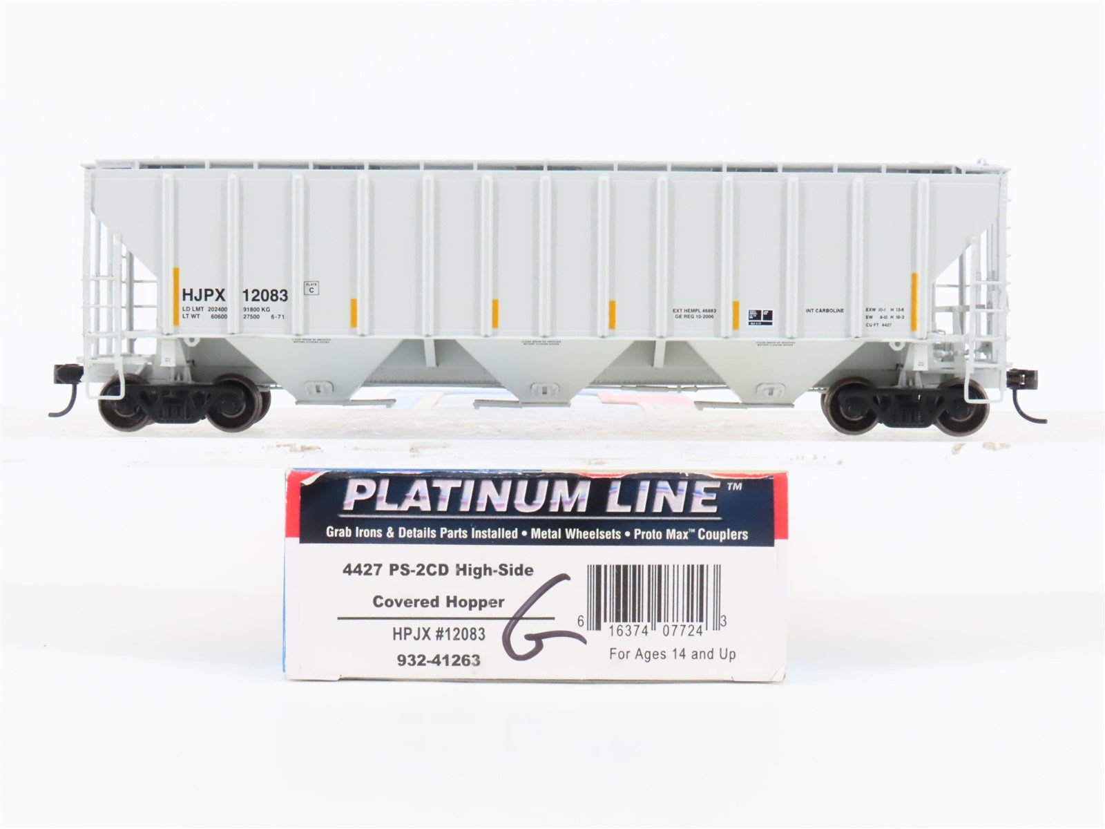 HO Scale Walthers Platinum 932-41263 HJPX 3-Bay High-Side Covered Hopper #12083