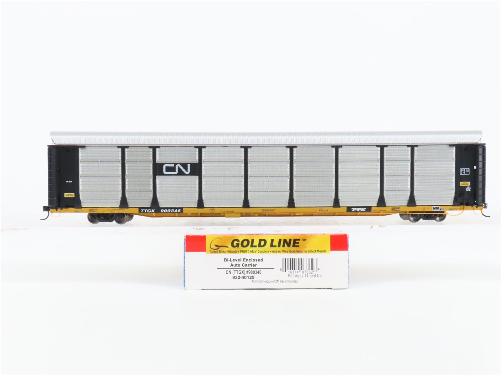 HO Walthers Gold Line 932-40125 TTGX CN Bi-Level Enclosed Auto Carrier #980346