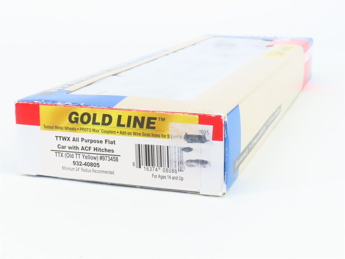 HO Scale Walthers Gold Line 932-40805 TTWX TTX Flat Car w/ ACF Hitches #973458