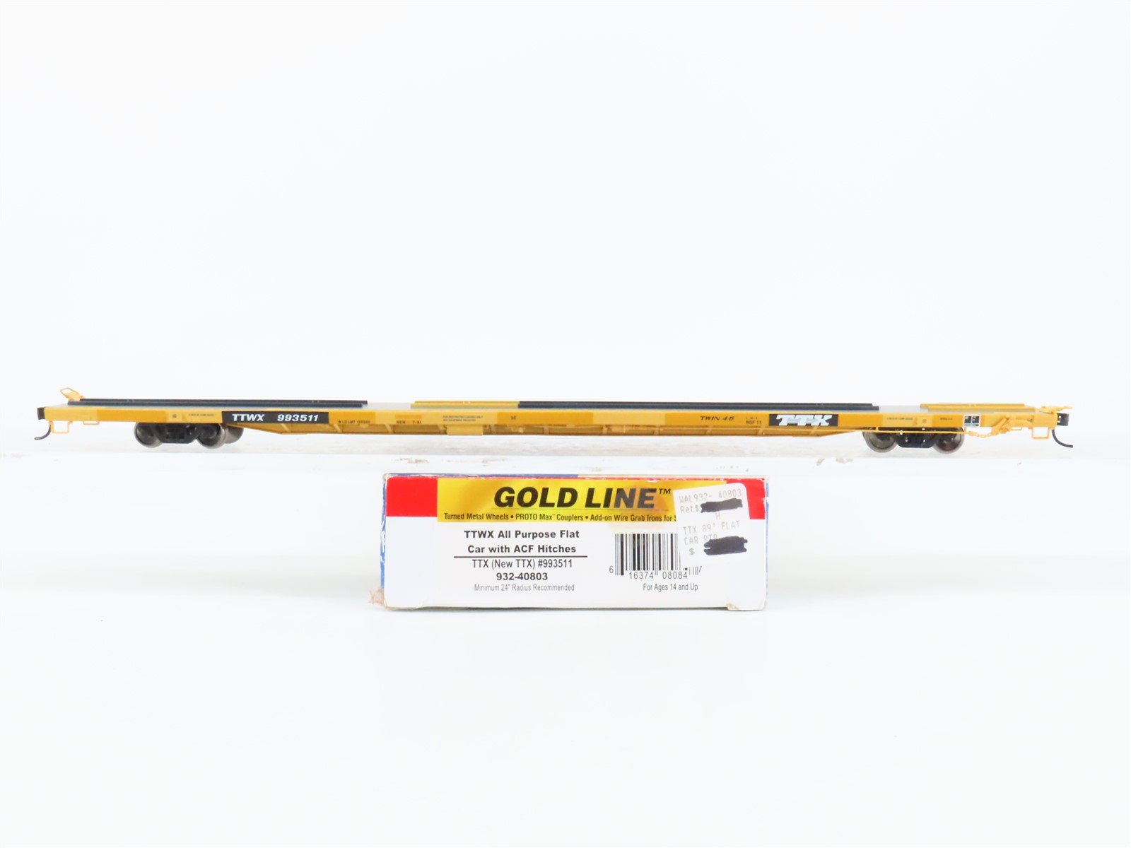 HO Scale Walthers Gold Line 932-40803 TTWX TTX Flat Car w/ ACF Hitches #993511