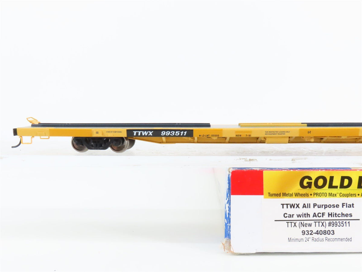 HO Scale Walthers Gold Line 932-40803 TTWX TTX Flat Car w/ ACF Hitches #993511