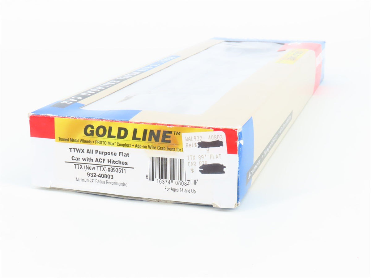 HO Scale Walthers Gold Line 932-40803 TTWX TTX Flat Car w/ ACF Hitches #993511
