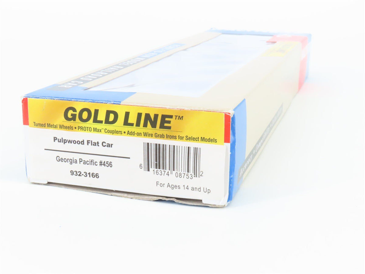 HO Walthers Gold Line 932-3166 GPSX Georgia Pacific Pulpwood Flat Car #456
