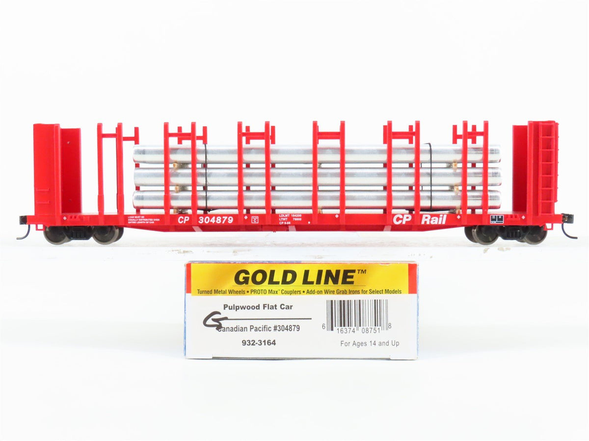 HO Walthers Gold Line 932-3164 CP Rail Pulpwood Flat Car #304879 w/ Custom Load