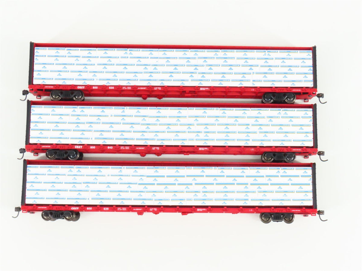 HO Scale Walthers 932-34104 CSXT CSX 72&#39; Center Beam Flat Car (3-Pack)