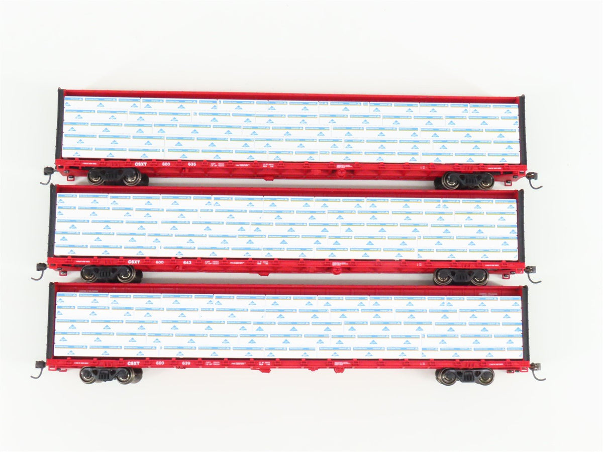HO Scale Walthers 932-34104 CSXT CSX 72&#39; Center Beam Flat Car (3-Pack)