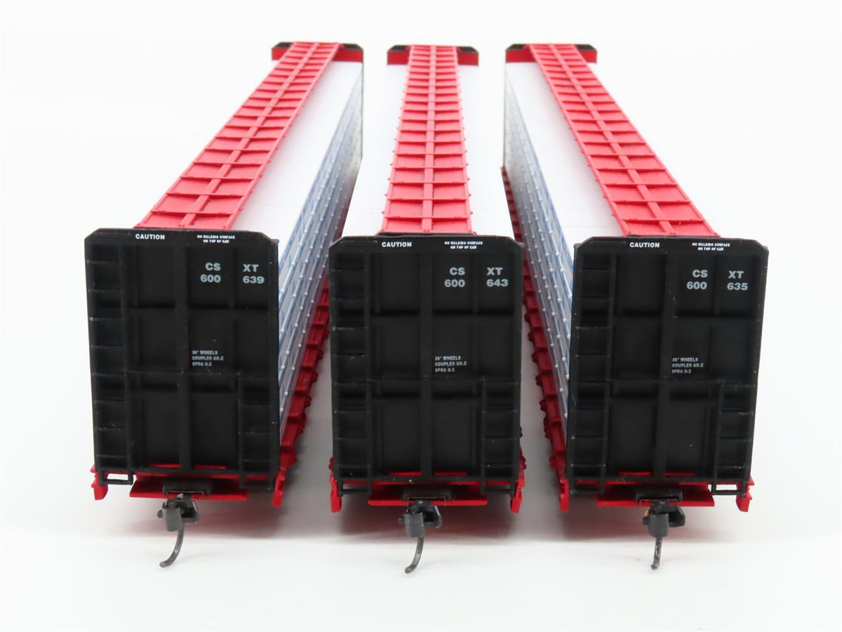 HO Scale Walthers 932-34104 CSXT CSX 72&#39; Center Beam Flat Car (3-Pack)
