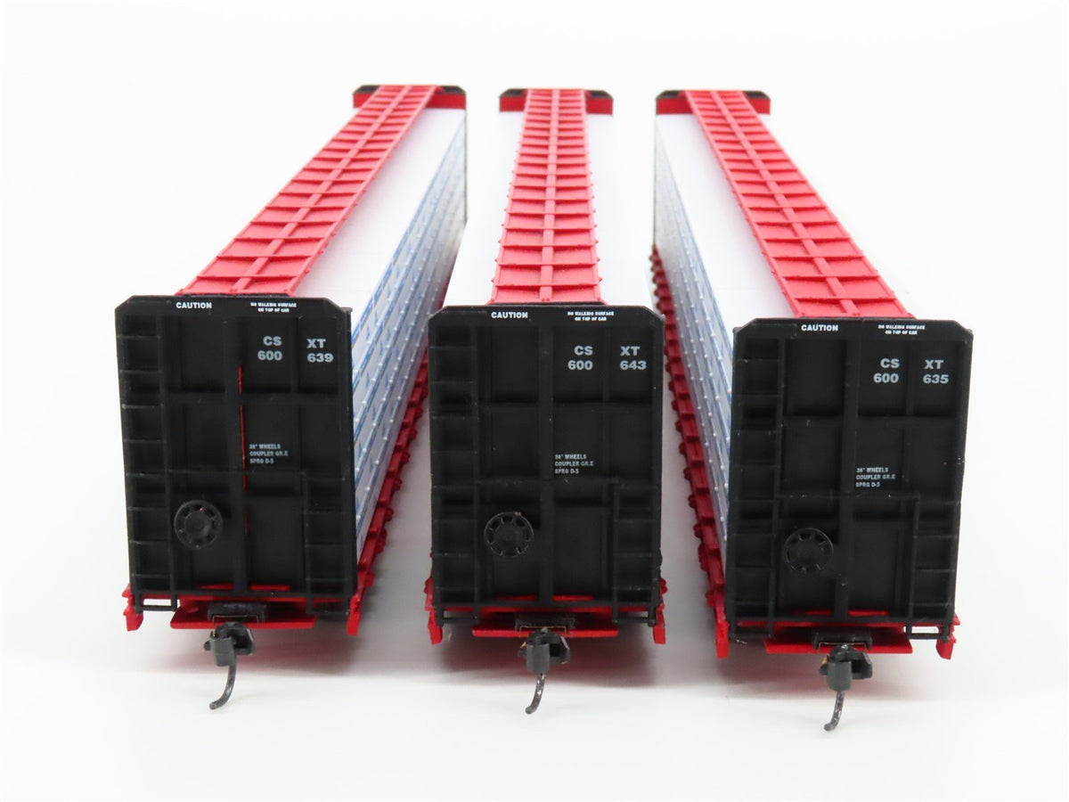 HO Scale Walthers 932-34104 CSXT CSX 72&#39; Center Beam Flat Car (3-Pack)