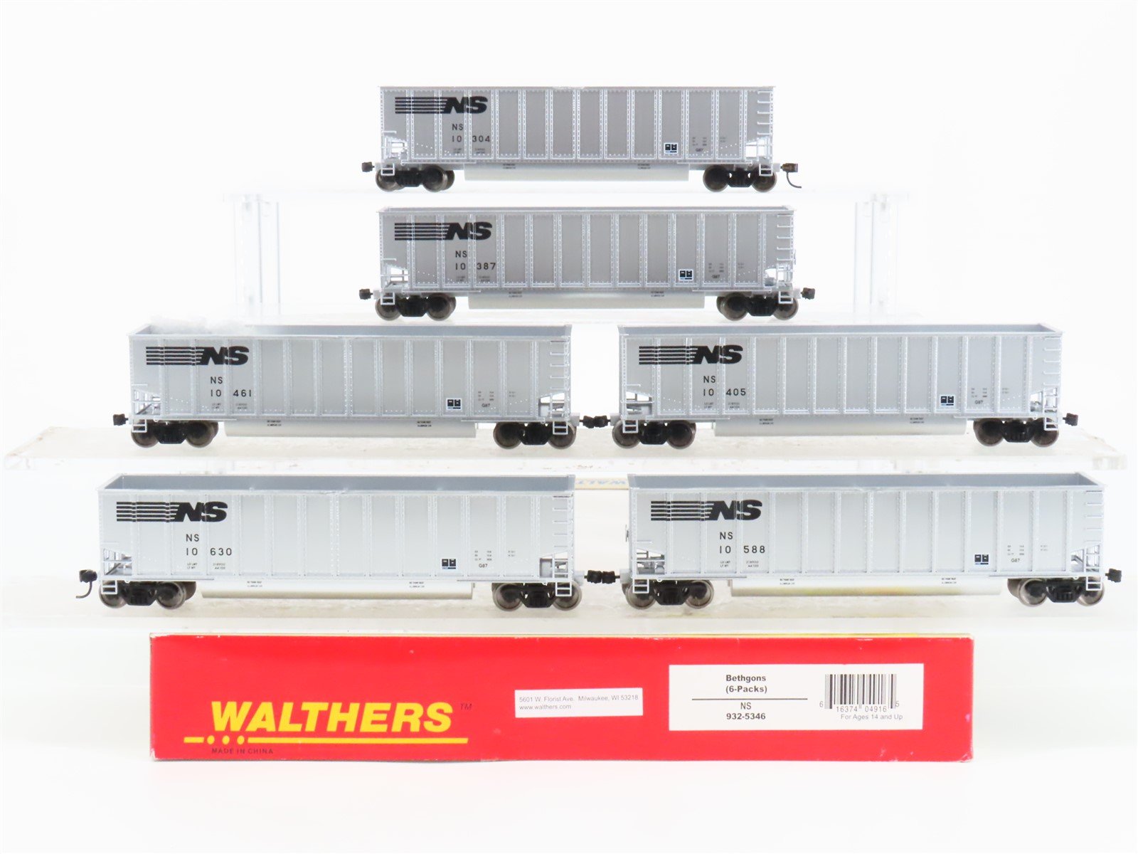 HO Scale Walthers Gold Line 932-5346 NS Bethgon Coalporter Hopper 6-Pack
