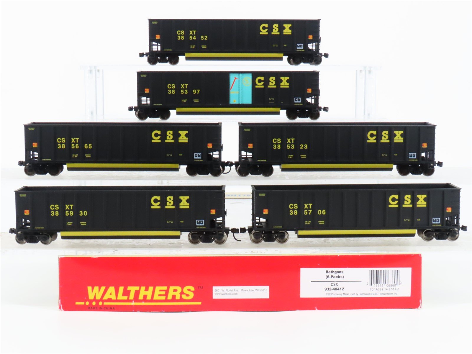 HO Scale Walthers Gold Line 932-40412 CSXT CSX Bethgon Coalporter Hopper 6-Pack