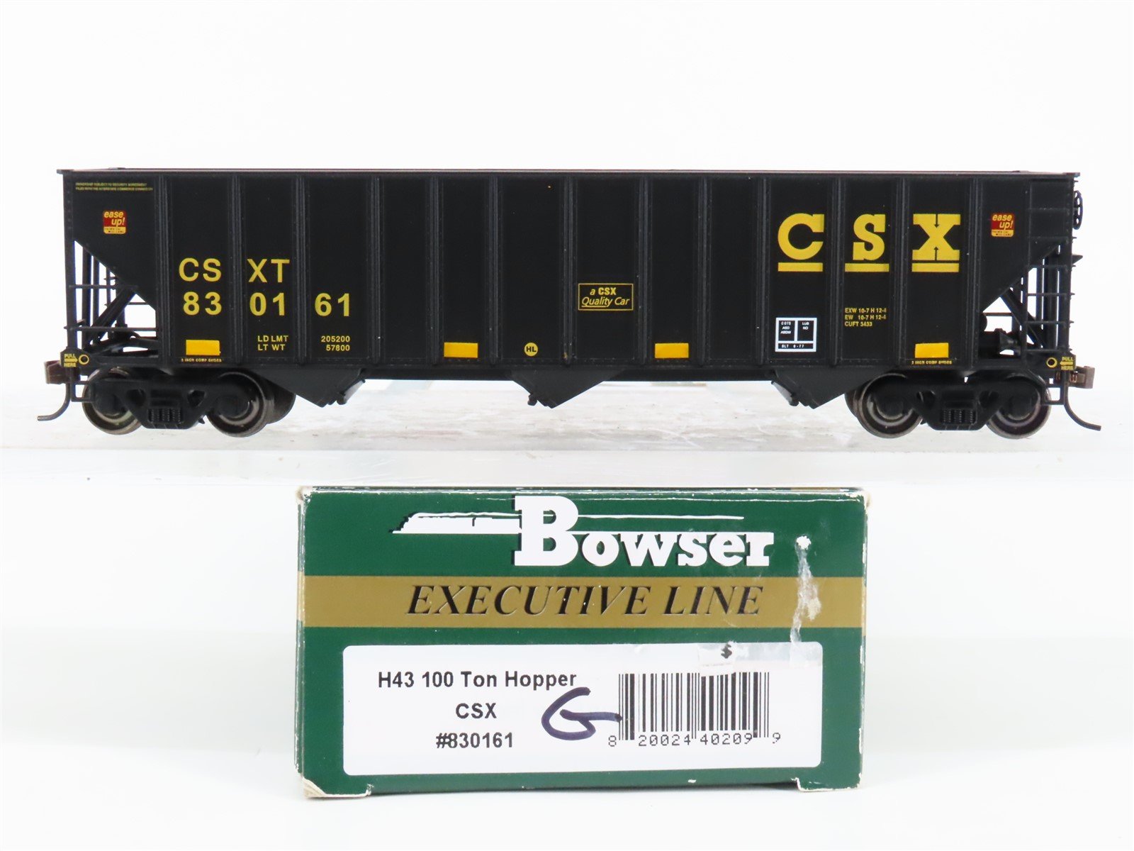 HO Scale BowserStewart Hobbies Executive Line CSXT CSX 3-Bay Hopper #830161