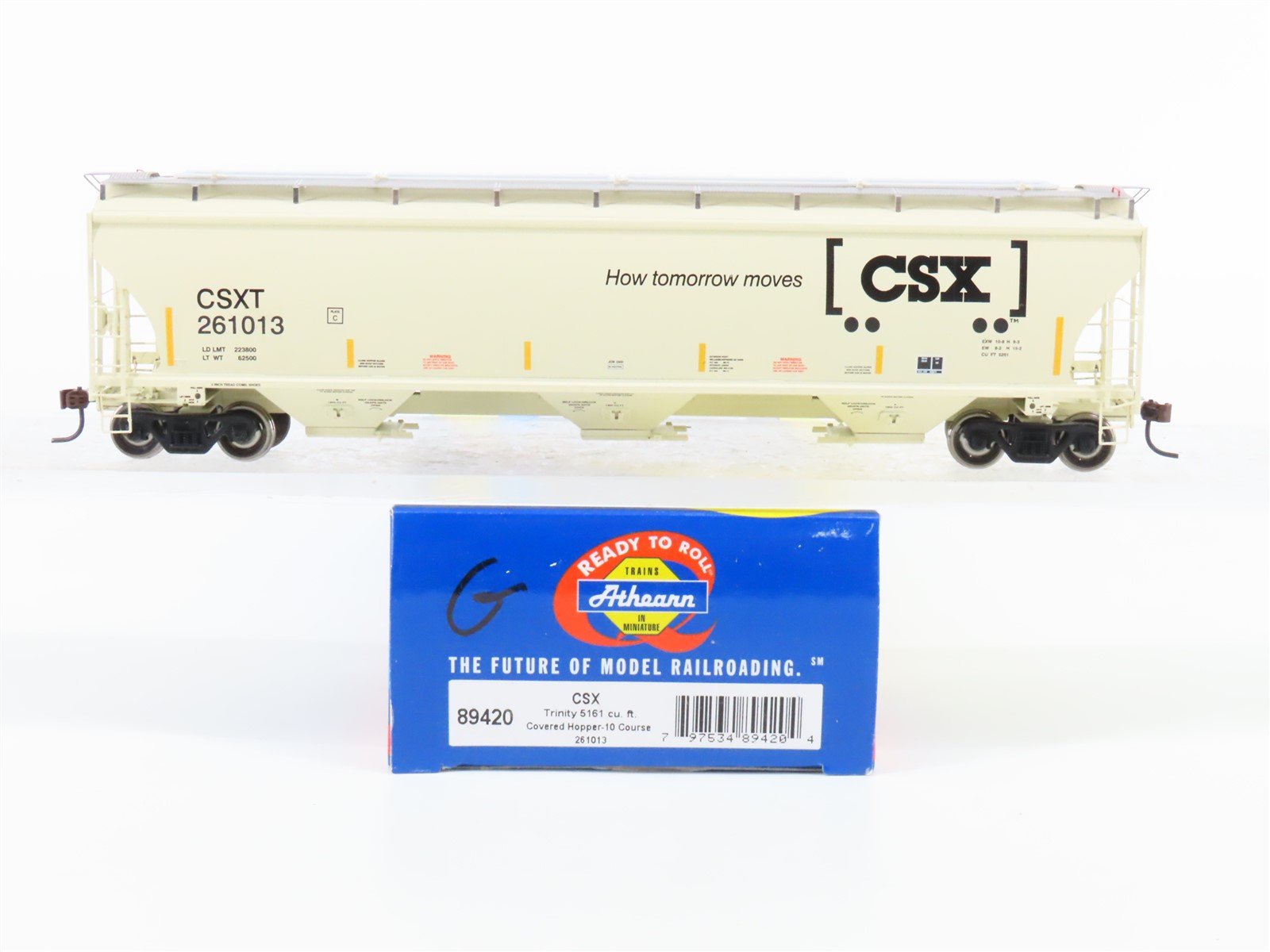 HO Scale Athearn 89420 CSXT 3-Bay Covered Hopper #261013