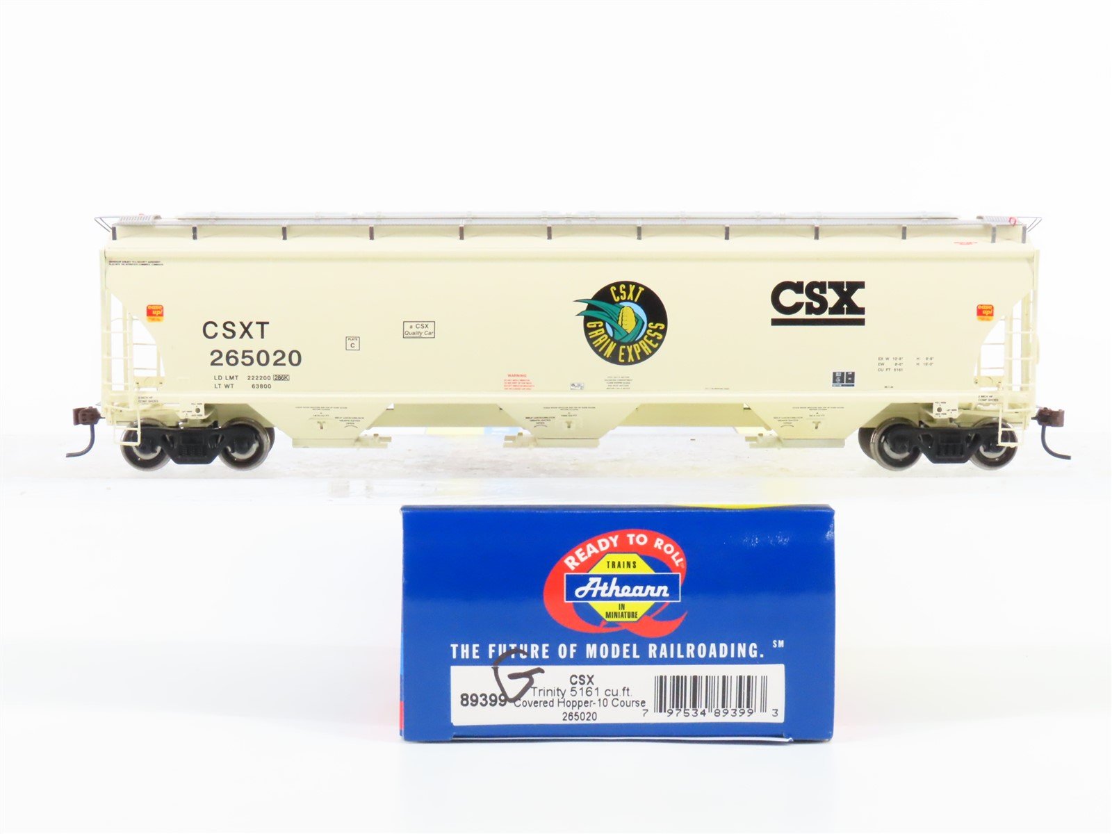HO Scale Athearn 89399 CSXT Grain Express 3-Bay Covered Hopper #265020