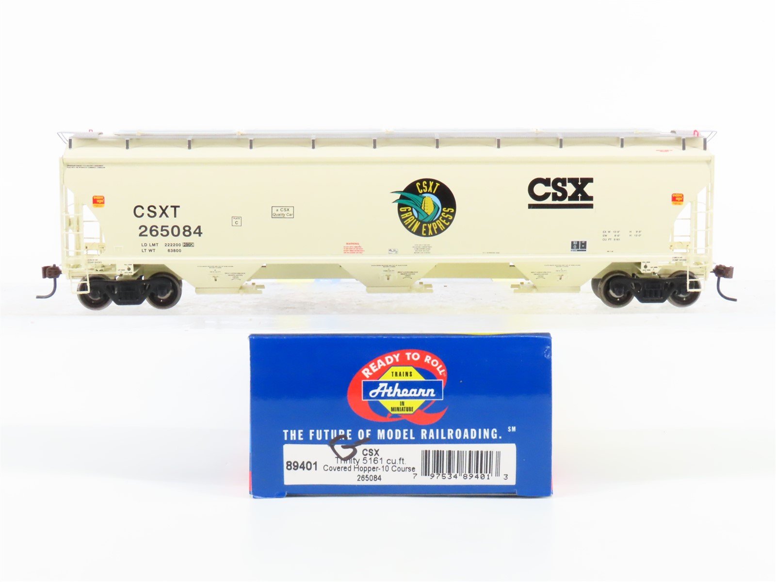 HO Scale Athearn 89401 CSXT Grain Express 3-Bay Covered Hopper #265084