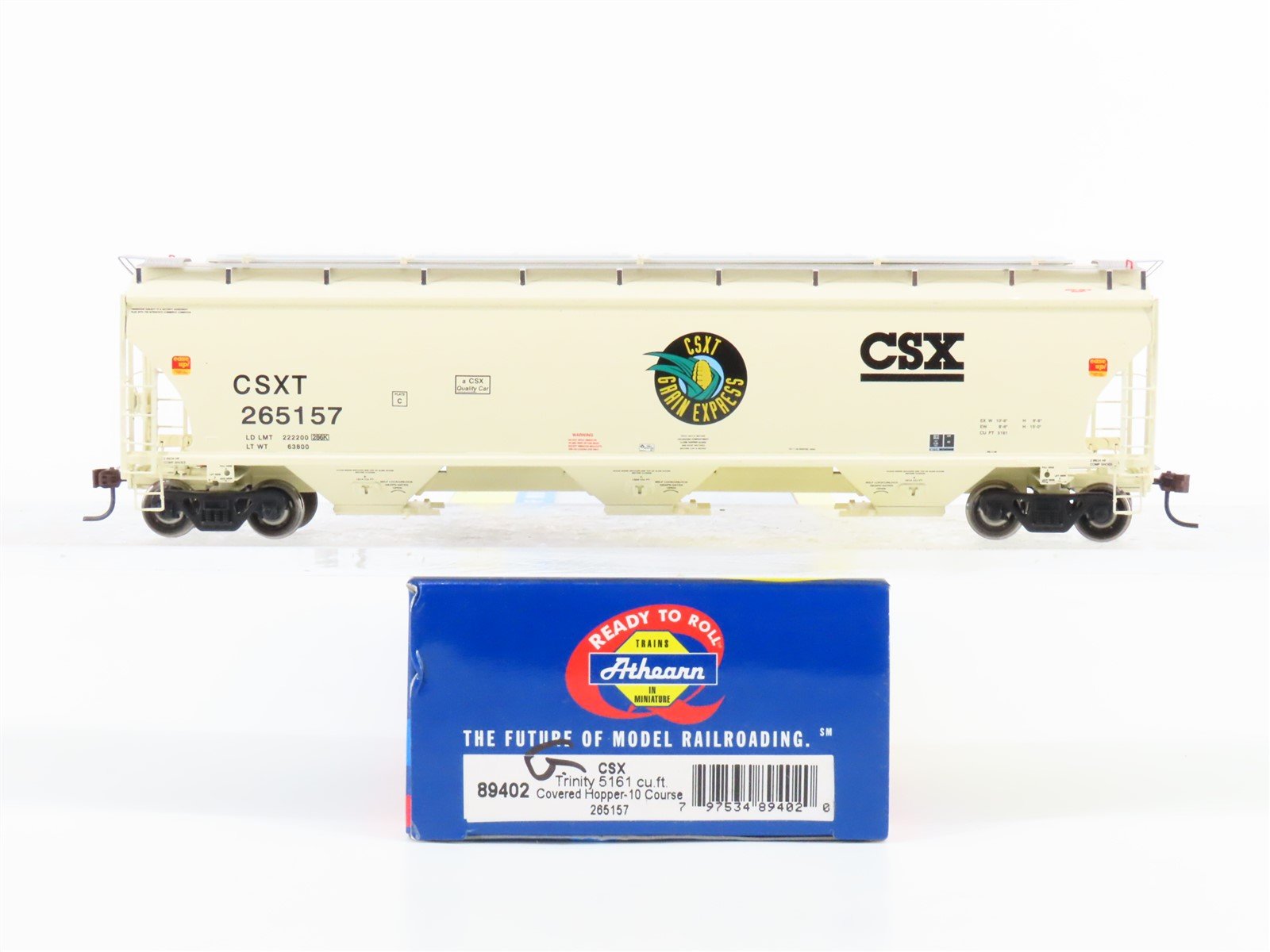HO Scale Athearn 89402 CSXT Grain Express 3-Bay Covered Hopper #265157