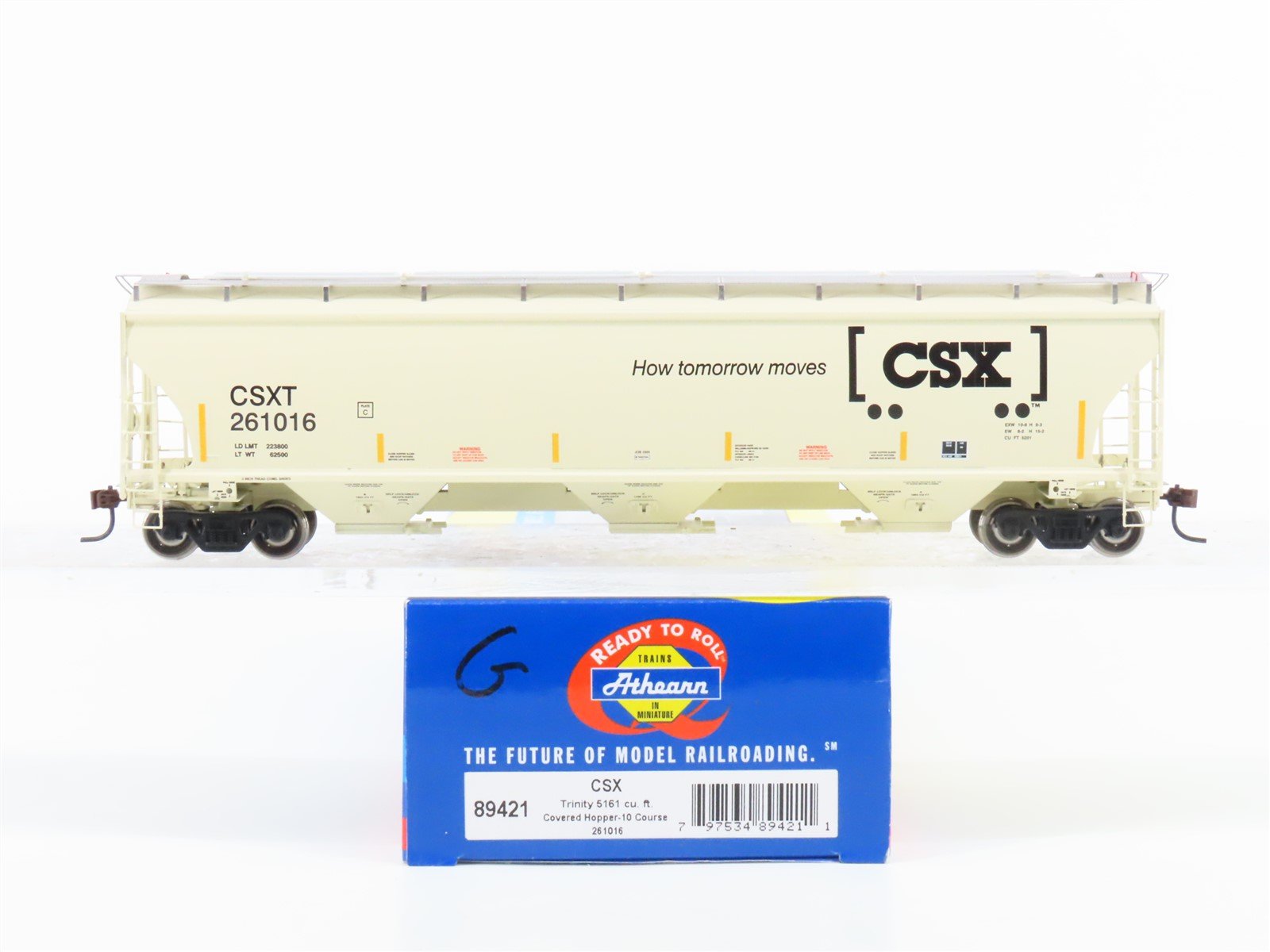 HO Scale Athearn 89421 CSXT 3-Bay Covered Hopper #261016