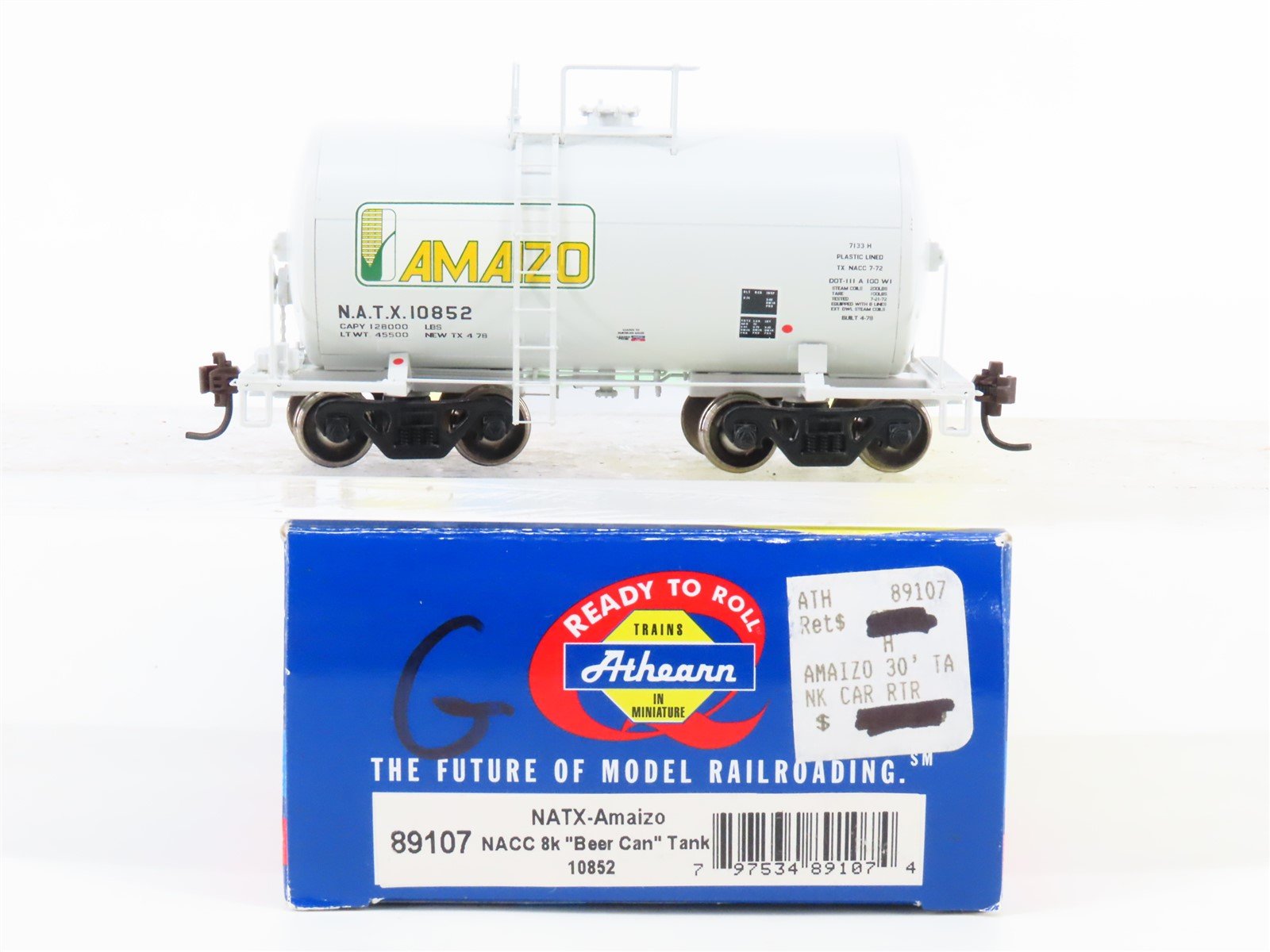 HO Scale Athearn 89107 NATX Amaizo Beer Can Tank Car #10852