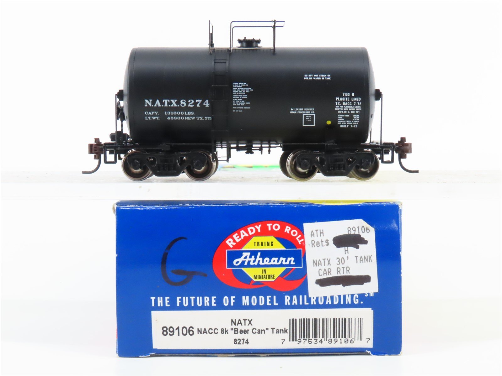 HO Scale Athearn 89106 NATX Beer Can Tank Car #8274