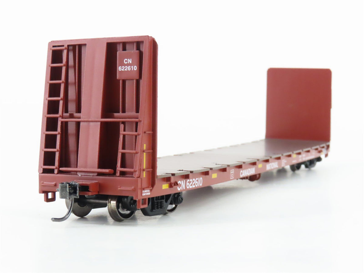 HO Scale Athearn ATH87730 CN Canadian National 60&#39; Bulkhead Flat Car #622610