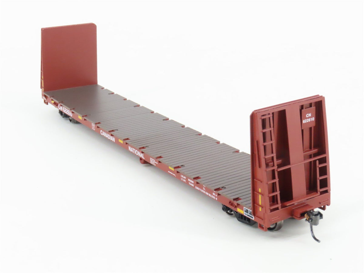 HO Scale Athearn ATH87730 CN Canadian National 60&#39; Bulkhead Flat Car #622610