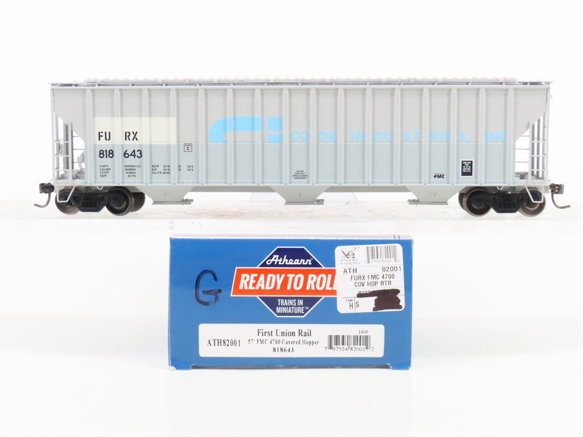 HO Scale Athearn ATH82001 FURX First Union Rail 3-Bay Covered Hopper #818643