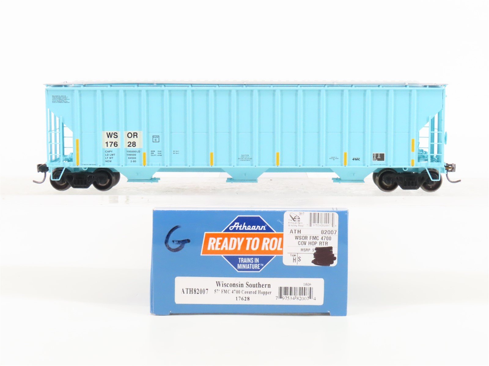 HO Scale Athearn ATH82007 WSOR Wisconsin Southern 3-Bay Covered Hopper #17628