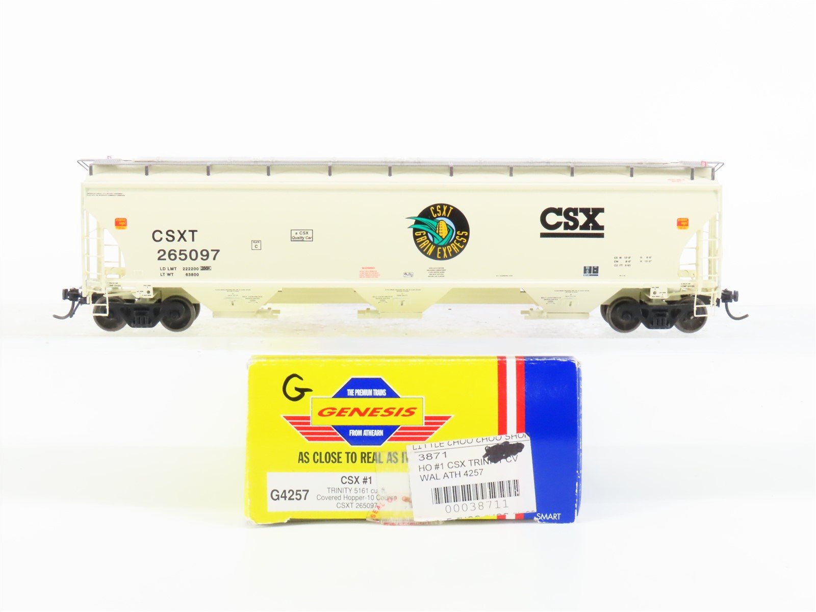 HO Scale Athearn Genesis G4257 CSXT Grain Express 3-Bay Covered Hopper #265097
