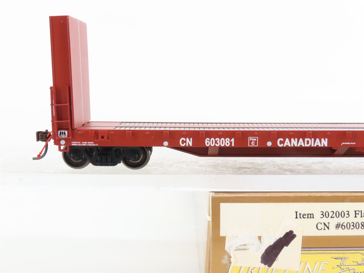 HO Scale True Line Trains 302003 CN Canadian National Bulkhead Flat Car #603081