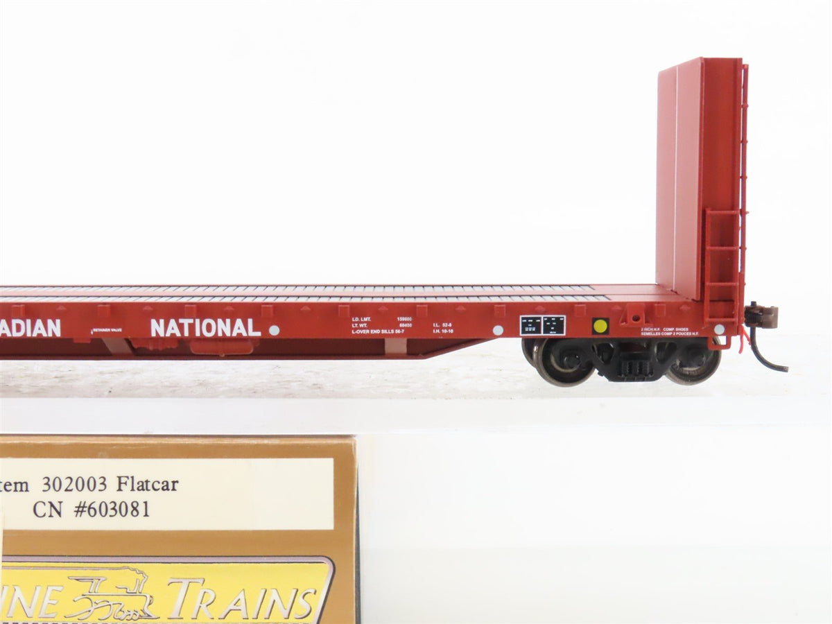 HO Scale True Line Trains 302003 CN Canadian National Bulkhead Flat Car #603081