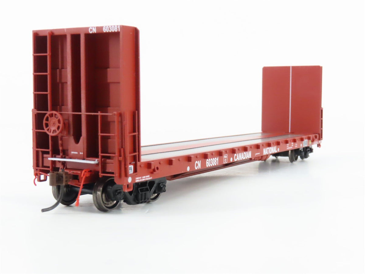 HO Scale True Line Trains 302003 CN Canadian National Bulkhead Flat Car #603081
