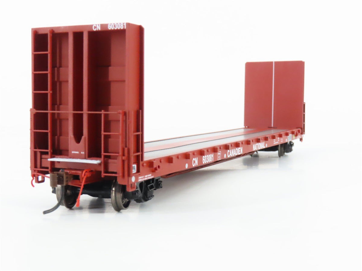 HO Scale True Line Trains 302003 CN Canadian National Bulkhead Flat Car #603081