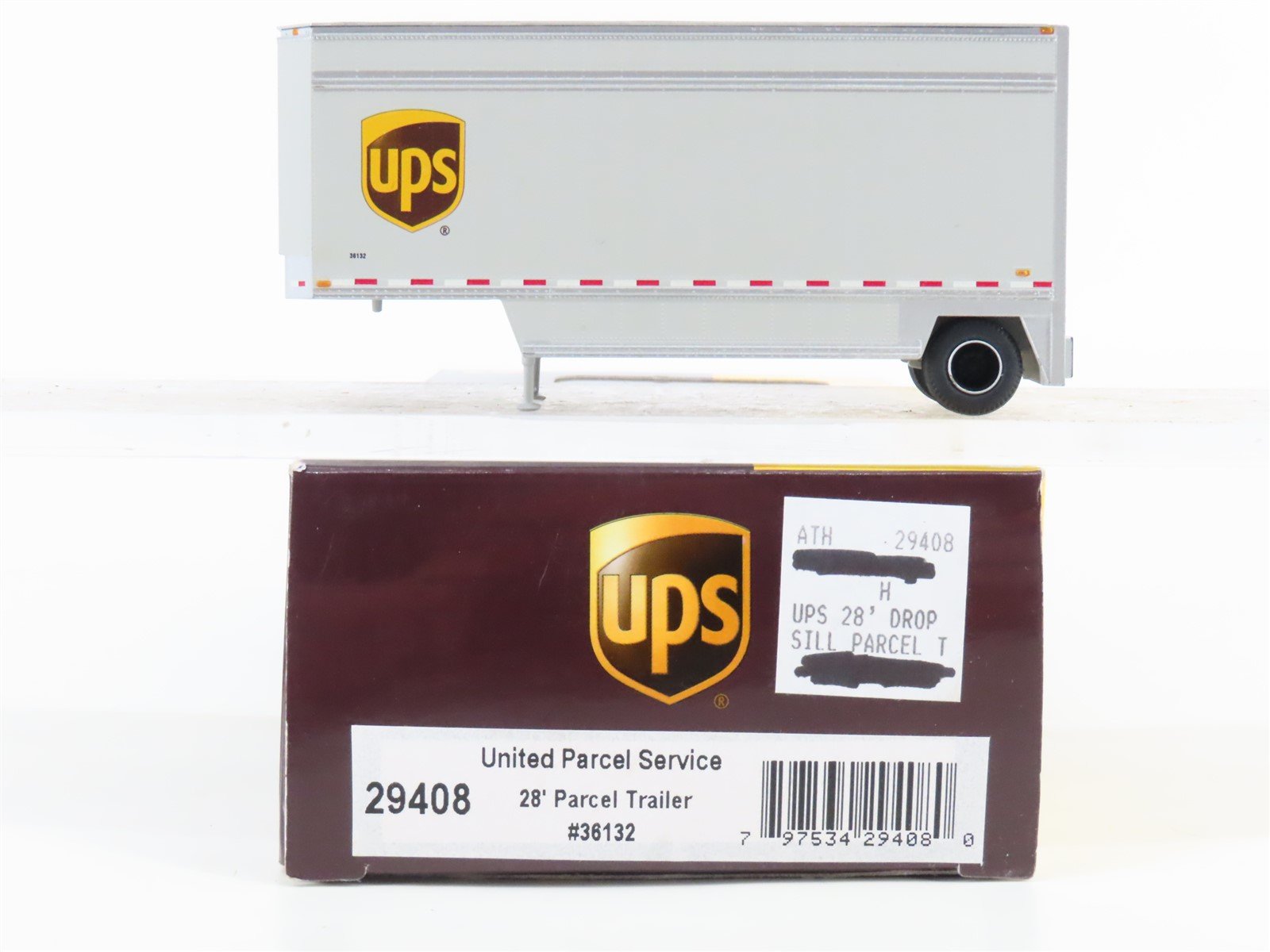 HO Scale Athearn 29408 UPS United Parcel Service 28' Parcel Trailer #36132