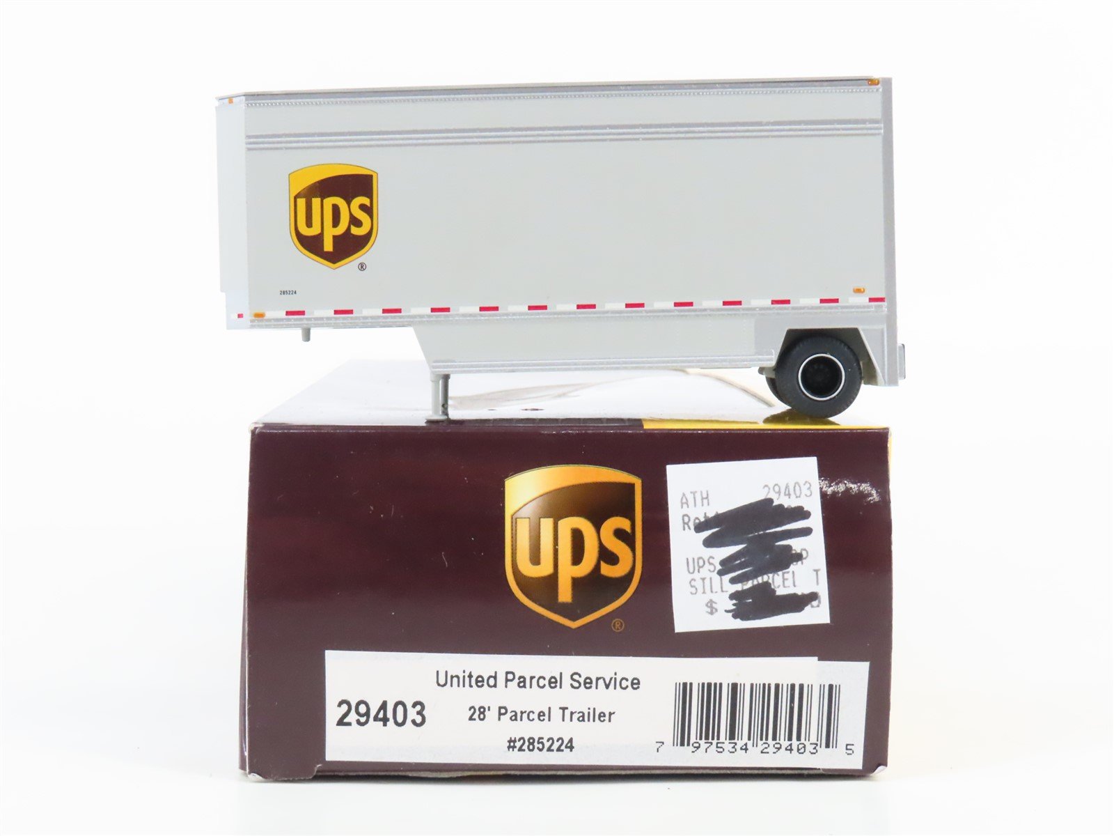HO Scale Athearn 29403 UPS United Parcel Service 28' Parcel Trailer #285224