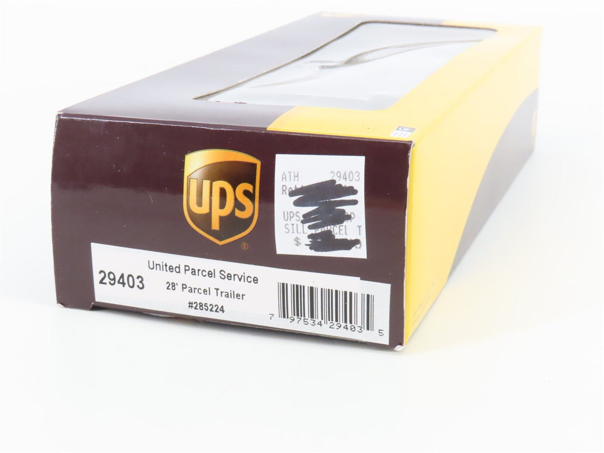 HO Scale Athearn 29403 UPS United Parcel Service 28&#39; Parcel Trailer #285224