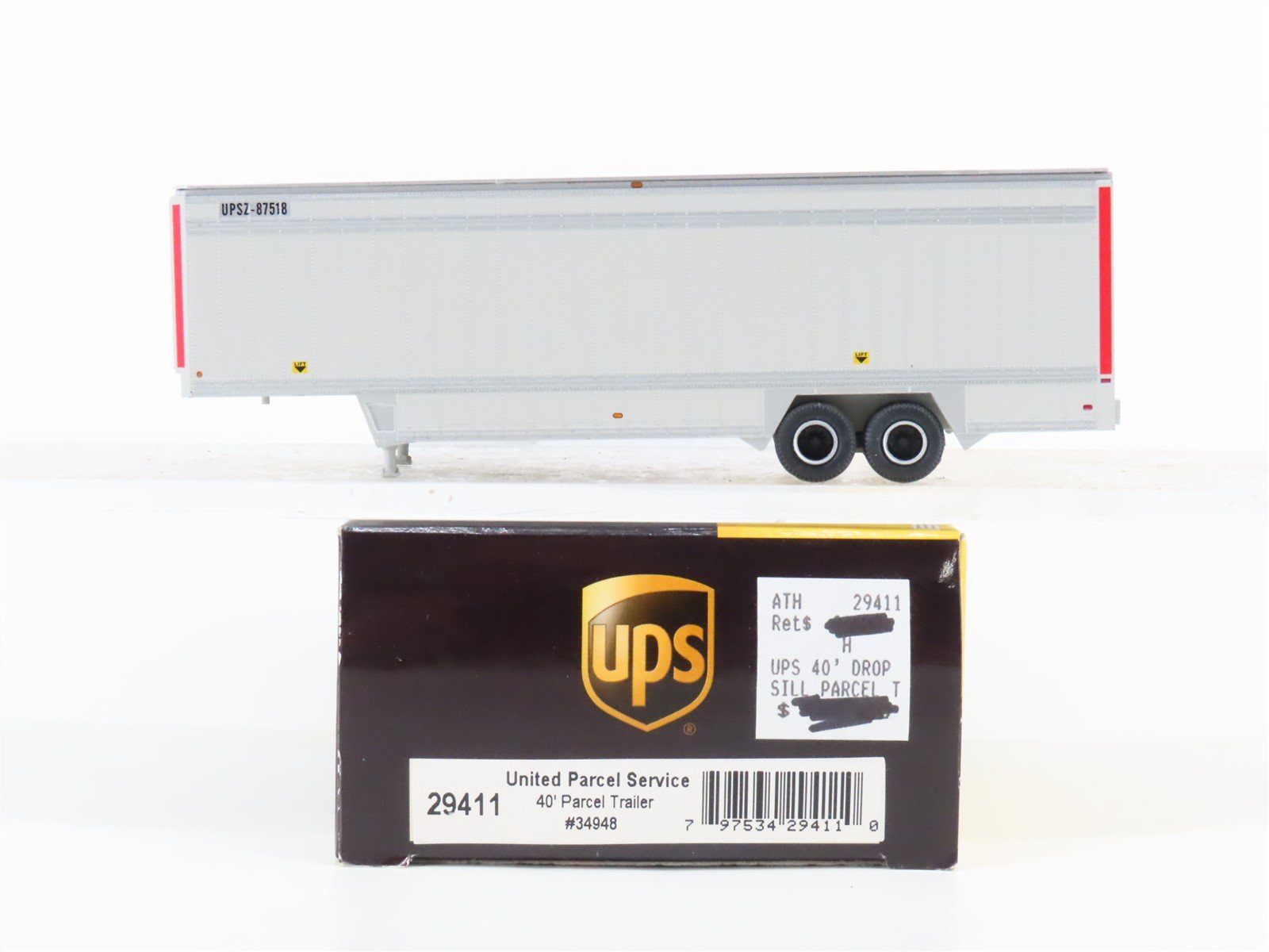 HO Scale Athearn 29411 UPSU United Parcel Service 40' Parcel Trailer #87518