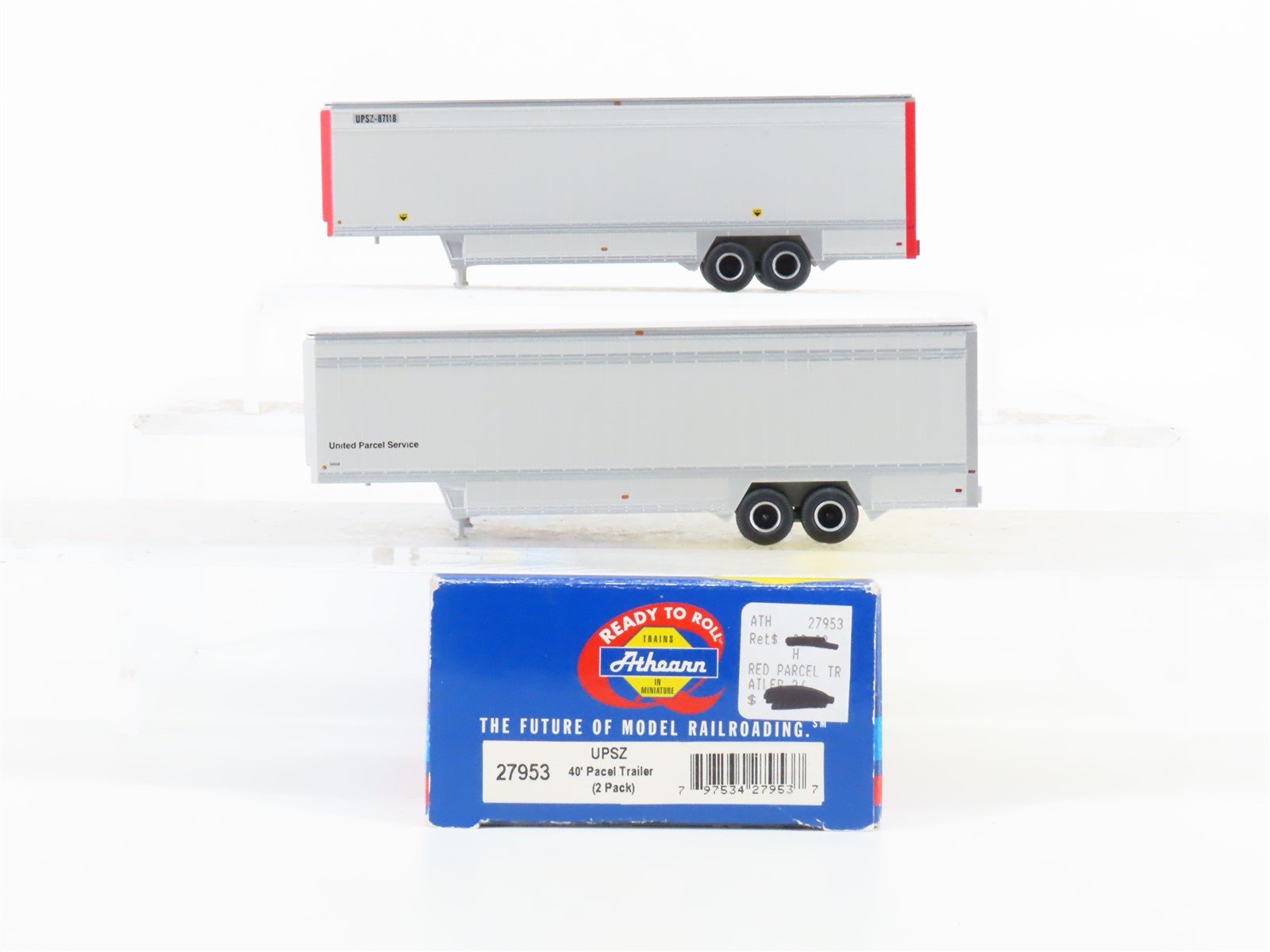 HO Scale Athearn 27953 UPSZ United Parcel Service 40' Parcel Trailer 2-Pack