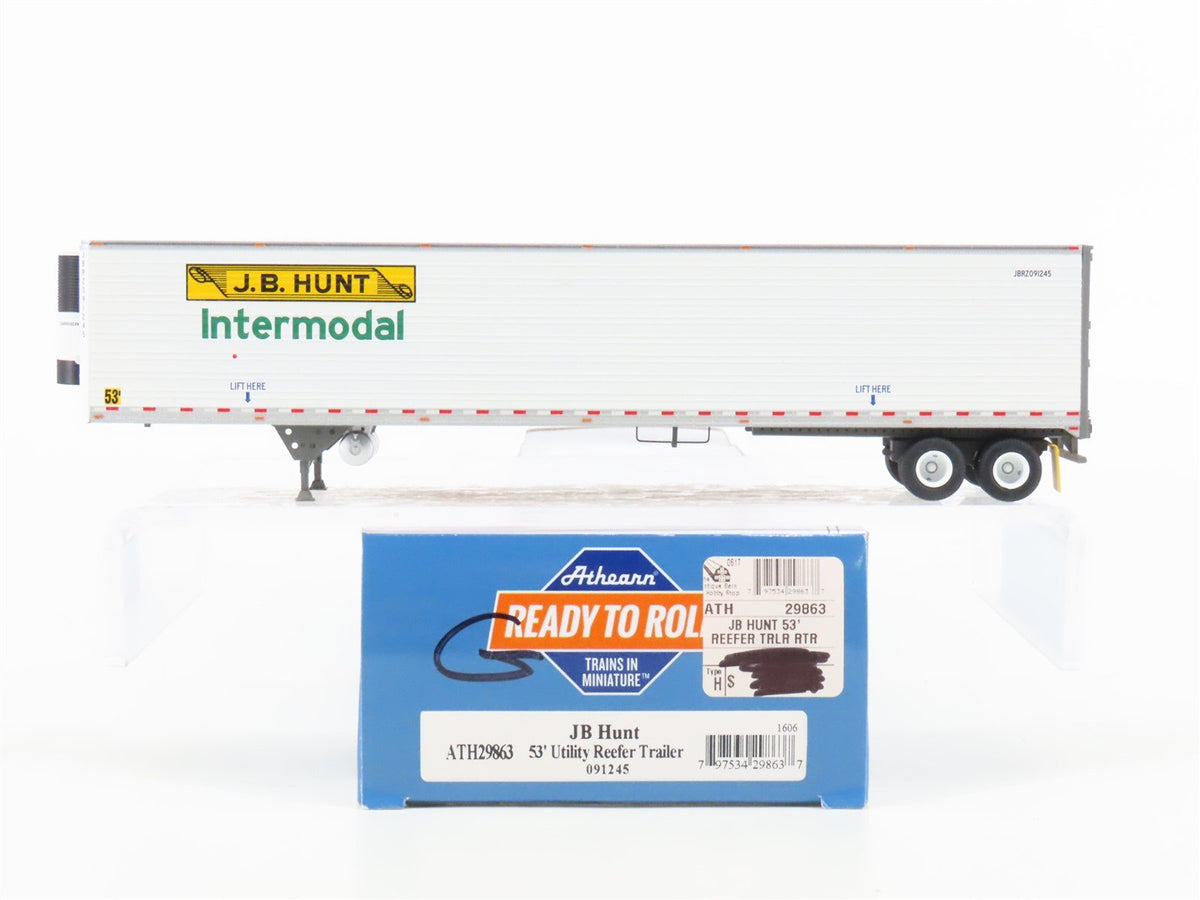 HO Scale Athearn ATH29863 JB Hunt Intermodal 53&#39; Utility Reefer Trailer #091245
