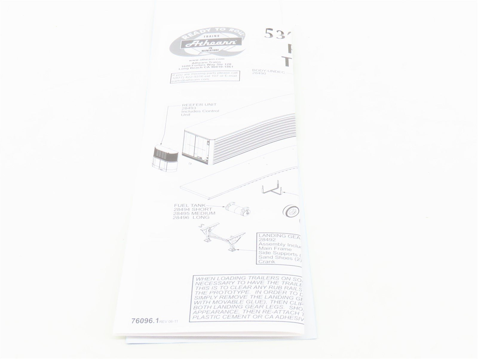 HO Scale Athearn ATH29863 JB Hunt Intermodal 53' Utility Reefer Trailer #091245