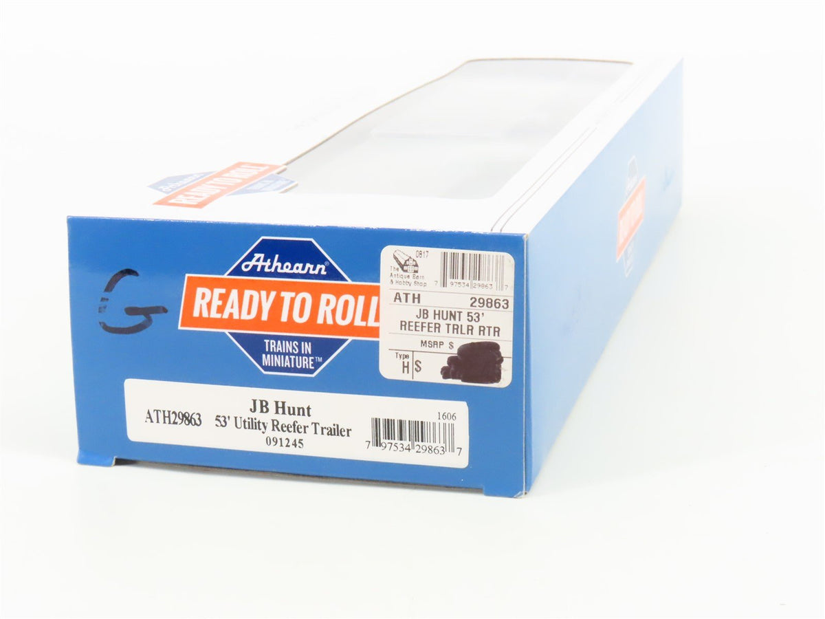 HO Scale Athearn ATH29863 JB Hunt Intermodal 53&#39; Utility Reefer Trailer #091245