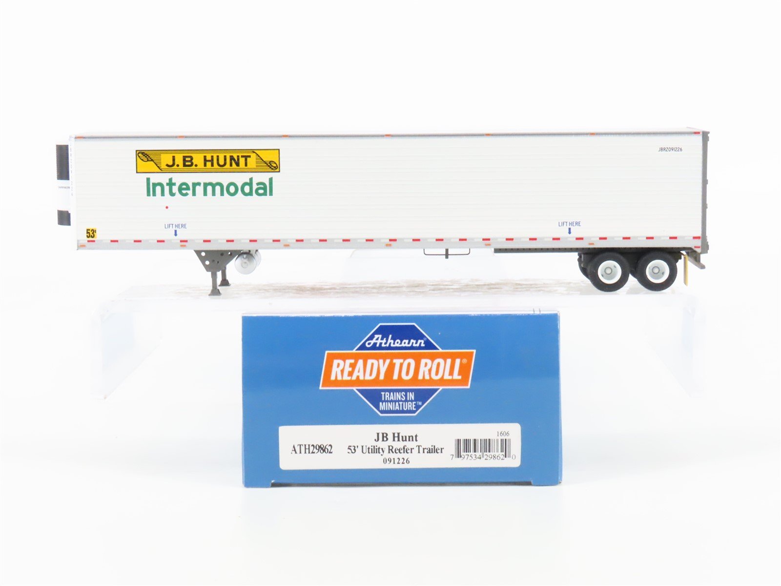 HO Scale Athearn ATH29862 JB Hunt Intermodal 53' Utility Reefer Trailer #091226