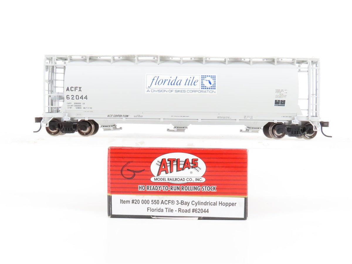 HO Scale Atlas #20000550 ACFX Florida Tile 3 Bay Cylindrical Hopper #62044