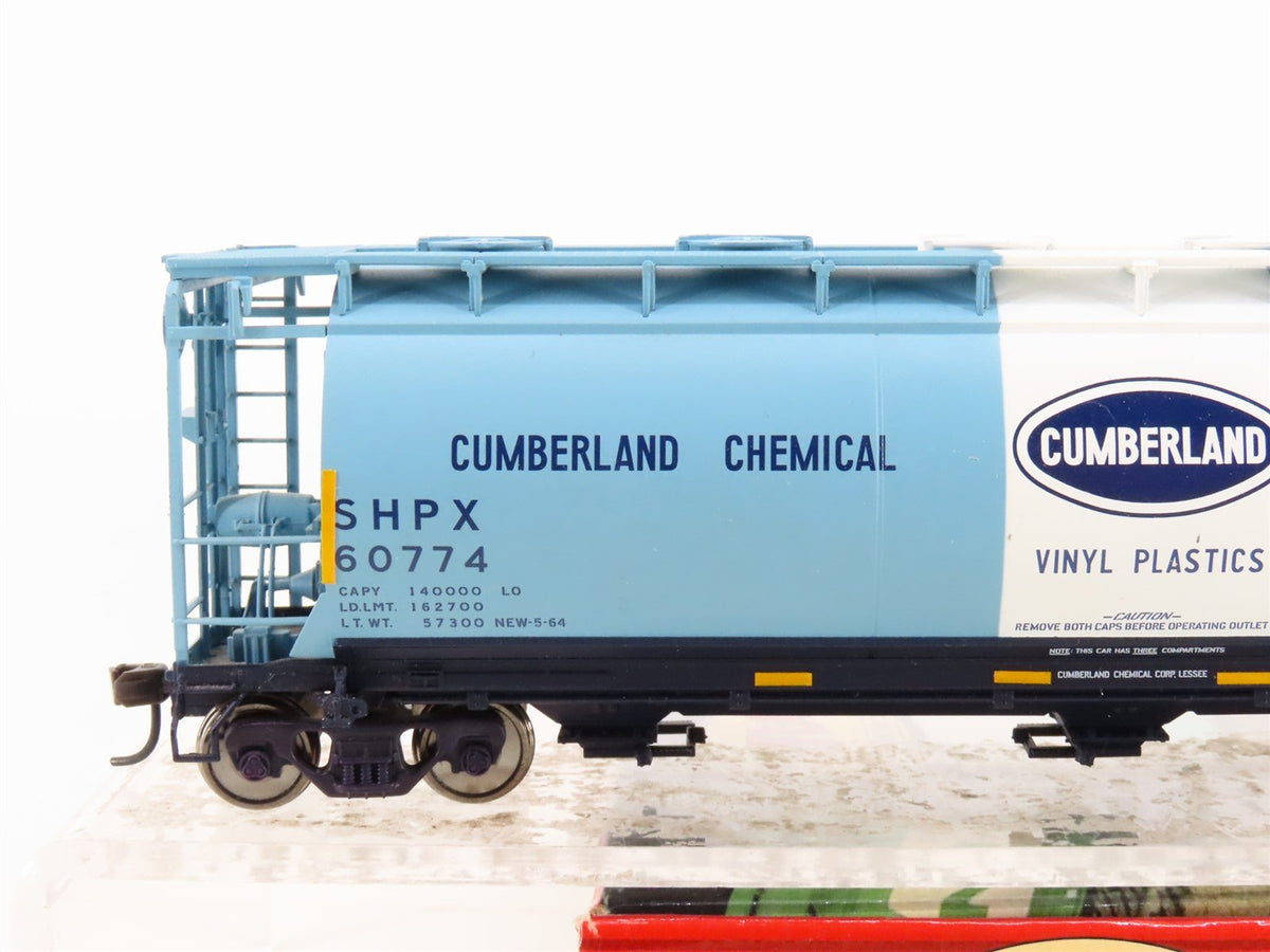 HO Atlas 1972-2 SHPX Cumberland Chemical ACF 3 Bay Cylindrical Hopper #60774