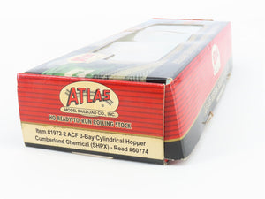 HO Atlas 1972-2 SHPX Cumberland Chemical ACF 3 Bay Cylindrical Hopper #60774