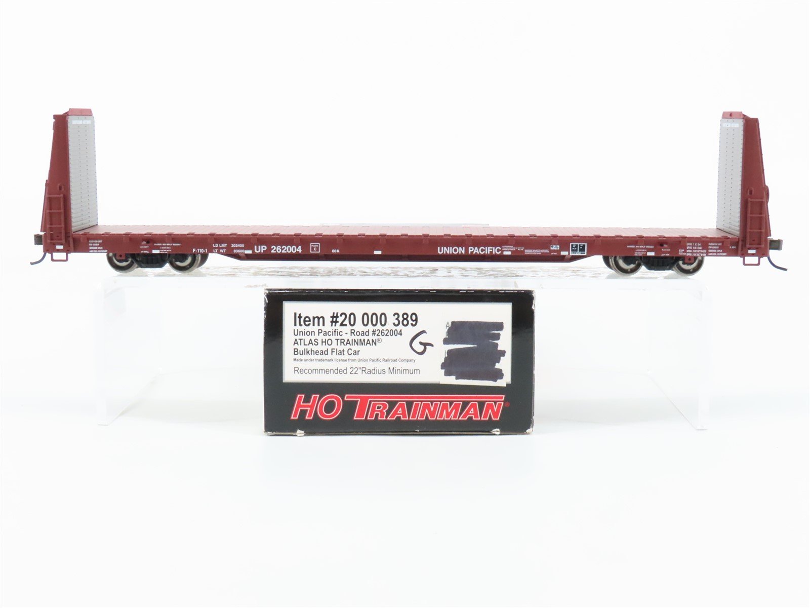 HO Scale Atlas Trainman 20000389 UP Union Pacific Bulkhead Flat Car #262004
