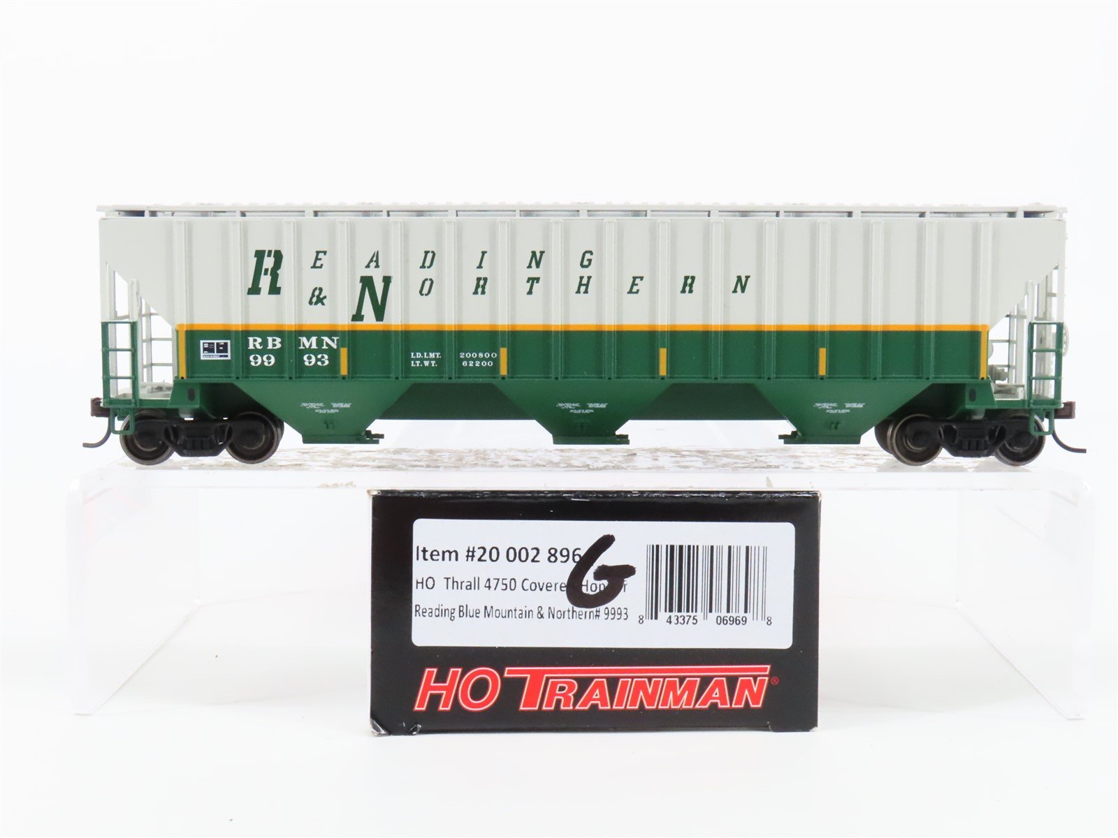 HO Atlas Trainman 20002896 RBMN Reading & Northern 3 Bay Covered Hopper #9993