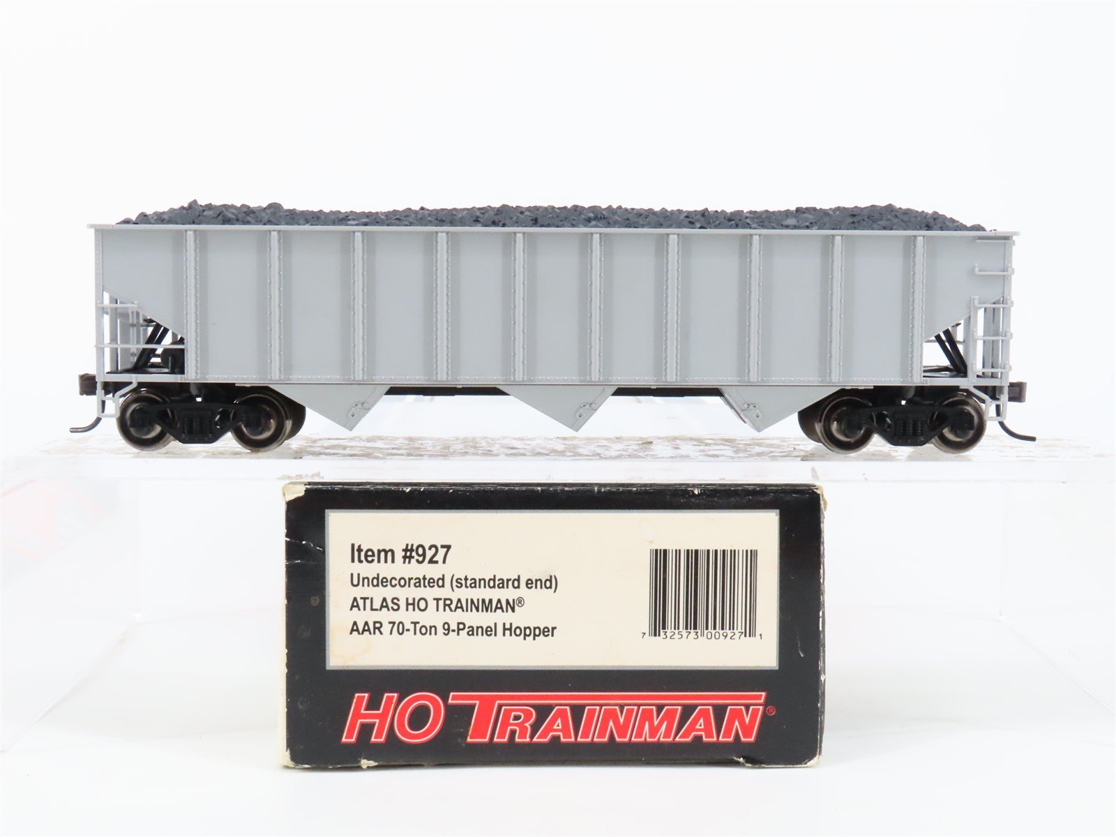 HO Scale Atlas Trainman #927 70T Undecorated 3-Bay Hopper w/ Coal Load