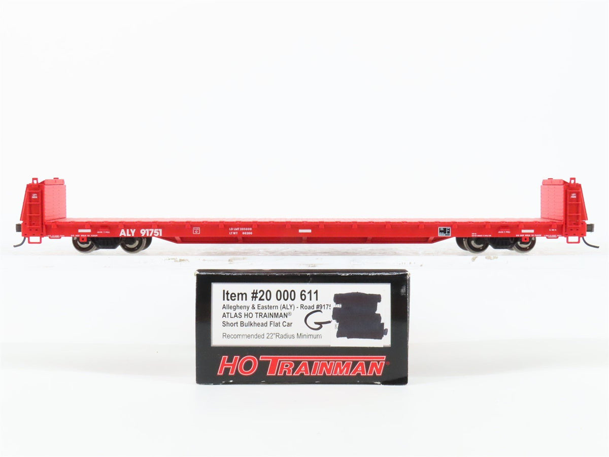HO Atlas Trainman 20000611 ALY Allegheny &amp; Eastern Bulkhead Flat Car #91751