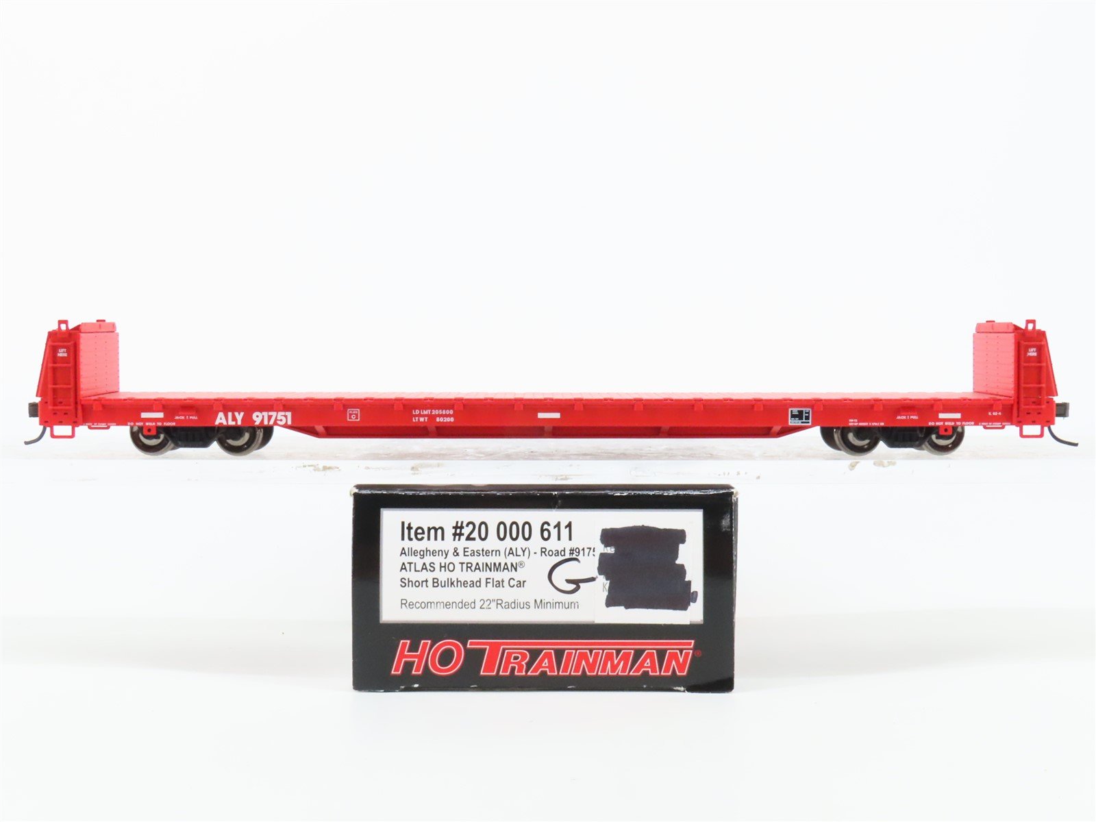 HO Atlas Trainman 20000611 ALY Allegheny & Eastern Bulkhead Flat Car #91751