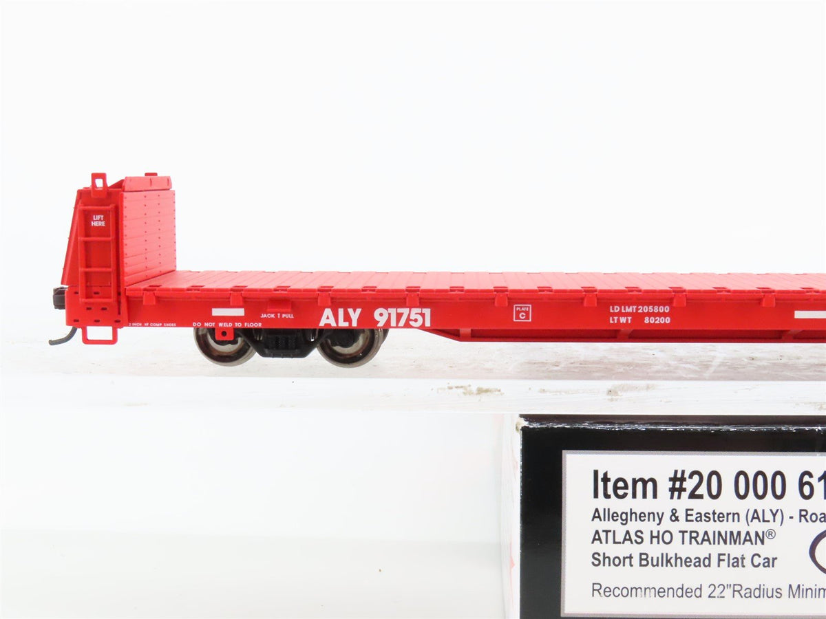 HO Atlas Trainman 20000611 ALY Allegheny &amp; Eastern Bulkhead Flat Car #91751